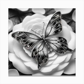 Butterfly On A Rose 1 Canvas Print