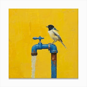 Bird On A Faucet 6 Canvas Print