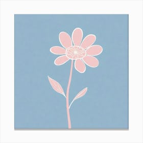 A White And Pink Flower In Minimalist Style Square Composition 80 Canvas Print