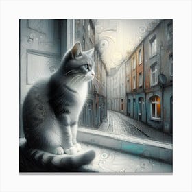 Cat In The Window 3 Canvas Print