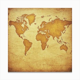 World Map On Old Paper Art Canvas Print