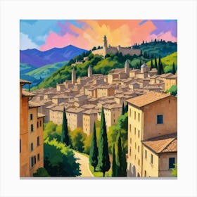 Urbino Italy Fauvist Painting Travel Poster Art Print 3 Canvas Print