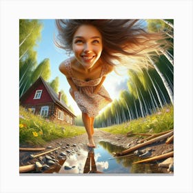 Girl In The Woods Canvas Print