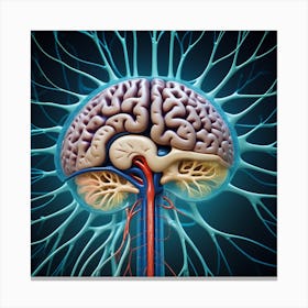 Brain With Blood Vessels 5 Canvas Print