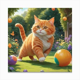 Cat Playing With Balls 1 Canvas Print