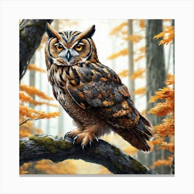 Owl In The Forest 207 Canvas Print