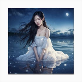 Asian Girl In Water Canvas Print