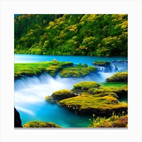 Waterfall In The Mountains 24 Canvas Print