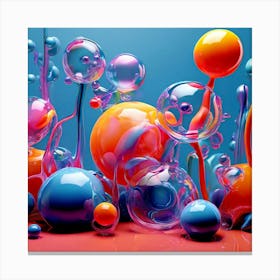 3d Bubbles Colors Dimensional Objects Illustrations Shapes Plants Vibrant Textured Spheric (6) Canvas Print