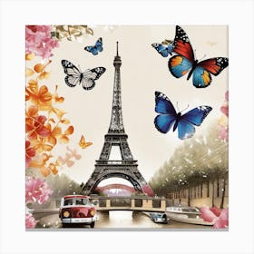 Paris With Butterflies 180 Canvas Print