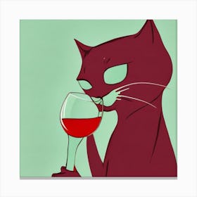 Cat Drinking Wine Wine For One Cat Drinking Wine Art Print Canvas Print