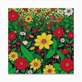 Flowers In The Meadow Canvas Print