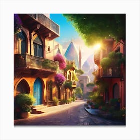 Street In The City Canvas Print