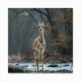 Fawn in Forest Canvas Print