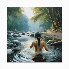 Girl In A River Canvas Print