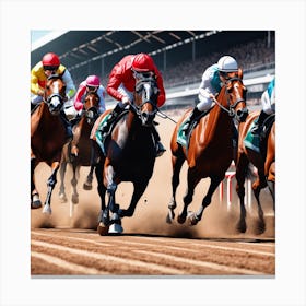 Horse Racing At The Racetrack 5 Canvas Print