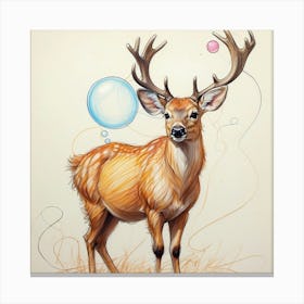 Deer With Bubbles 4 Canvas Print