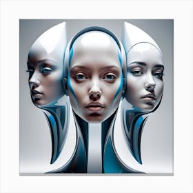 Human Face And Futuristic 3d Cylindrical Forms Canvas Print