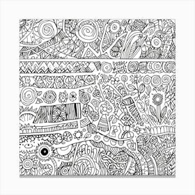 Doodles In Black And White Line Art 5 Art Print 2 Canvas Print