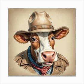 Cowboy Cow 3 Canvas Print