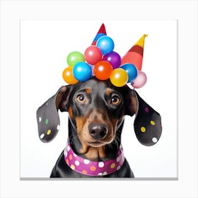 Dachshund With Party Hat Canvas Print