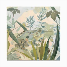 Tropical Frogs Pastel Illustration 4 Canvas Print