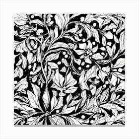 Black And White Floral Pattern Canvas Print