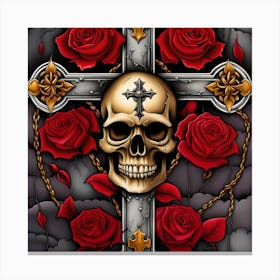Skull And Roses 8 Canvas Print