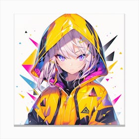 Anime Girl In Yellow Hoodie Canvas Print