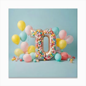 Number Ten With Balloons Canvas Print