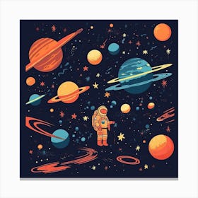 Astronaut Illustration Kids Room 7 Canvas Print