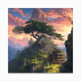 353307 Perched Atop The Towering Mountains, Silhouetted A Xl 1024 V1 0 Canvas Print