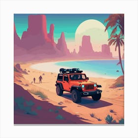 Jeep On The Beach 1 Canvas Print