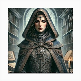 A Detailed Character Portrait Of Archivist Elara Voss Converted Canvas Print