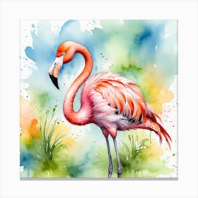 Watercolor Flamingo Canvas Print