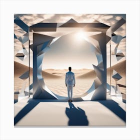 Man Standing In A Desert 4 Canvas Print