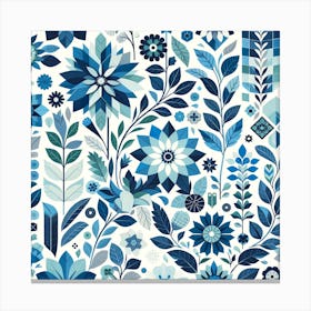 Blue Floral Pattern Canvas Print