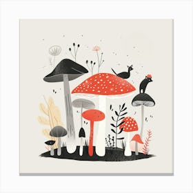 Mushrooms And Plants Canvas Print