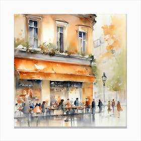 Watercolor Of A Cafe In Paris 9 Canvas Print