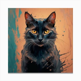 Black Cat Painting Canvas Print