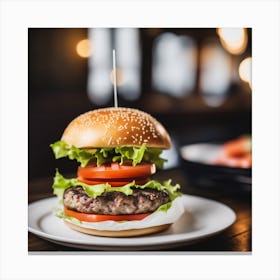 Hamburger On A Plate 39 Canvas Print