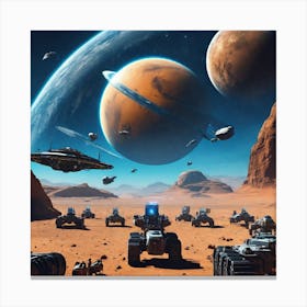 Spaceships On Mars Canvas Print