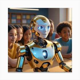 Robot In A Classroom Canvas Print