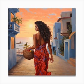 Woman With A Basket Canvas Print