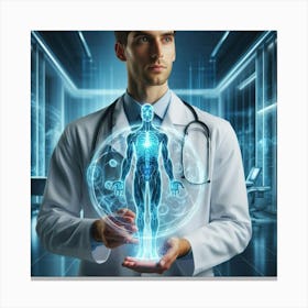 Doctor Holding A Computer Canvas Print