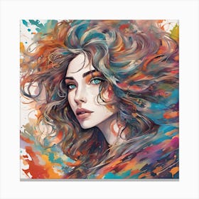 Girl With Colorful Hair 1 Canvas Print