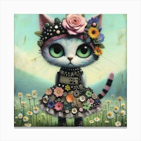 Cute punk cat 1 Canvas Print