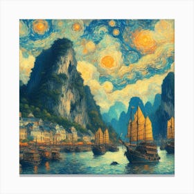 Starry Night In Ha Long Bay V5 Canvas Print