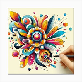 Colorful Flower Drawing Canvas Print