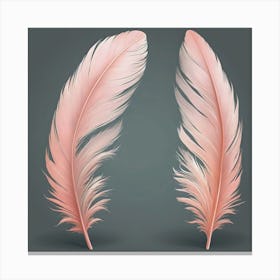 Peach feathers on gray background 1 Canvas Print